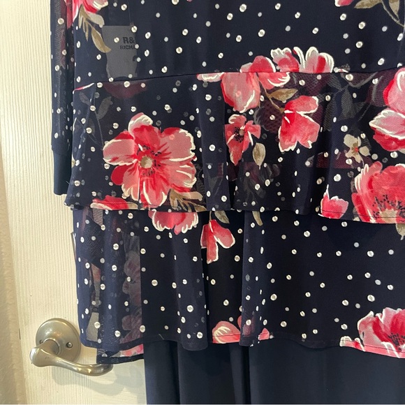 R & M Richards Womens Floral Jacket Dress With Removable Necklace - Picture 10 of 14